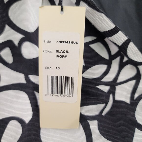 Robert Kitchen Black Ivory Abstract A-Line Skirt Size 10 - Picture 5 of 10